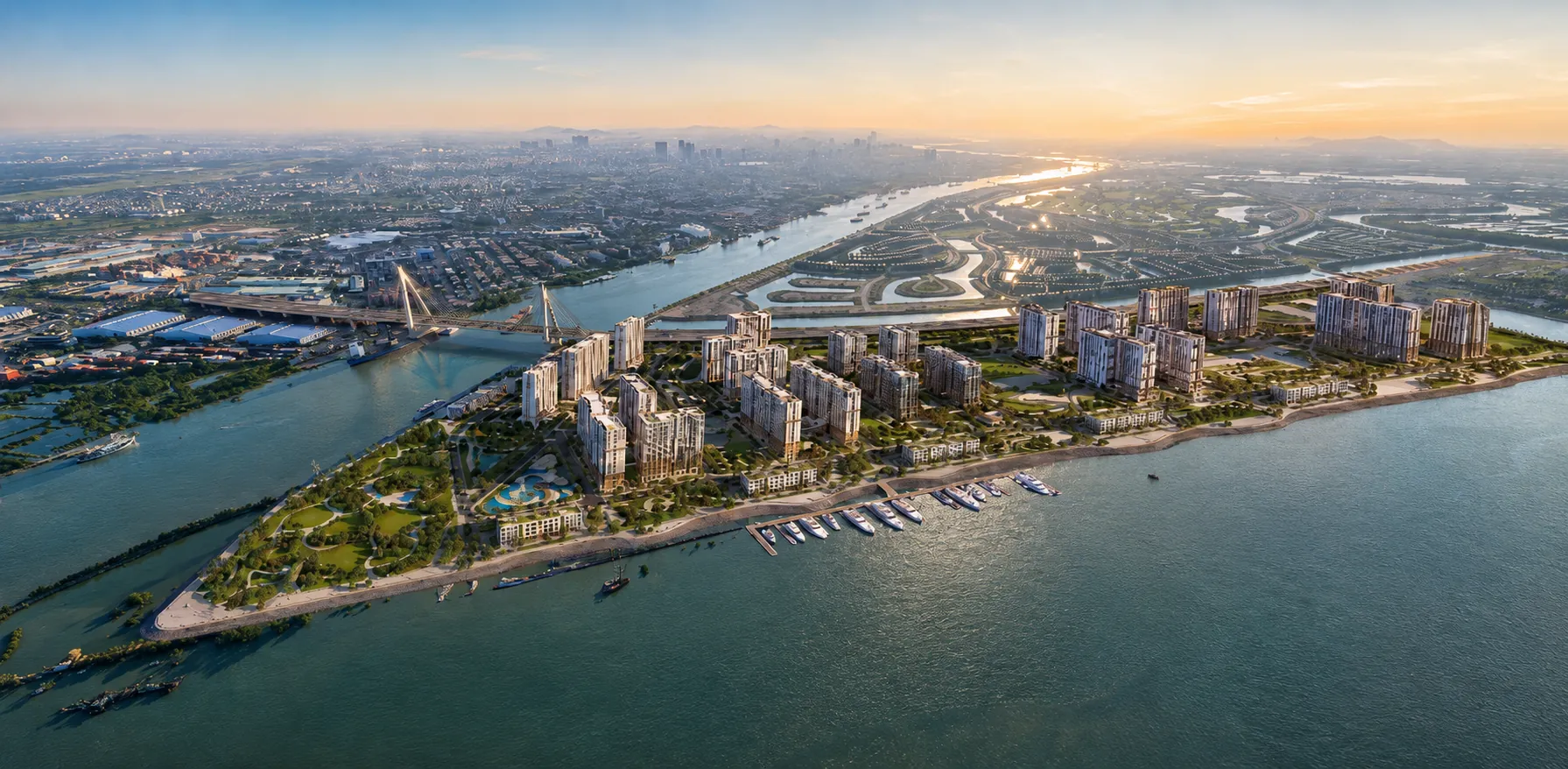 Imperia Royal Island sở hữu vị trí nơi giao thoa hai dòng sông lớn tại Vũ Yên